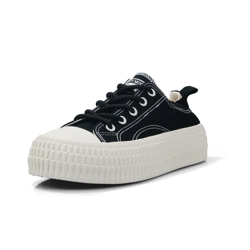 B10CROWN Slip Resistant Breathable Lightweight Low Top Canvas Shoes Women's Black-2