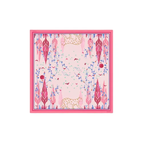 CARTIER Twill Silk Silk Scarves Unisex Pink