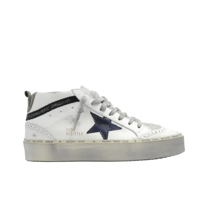 Golden Goose Mid Star High Top Skateboard Shoes Women's White-1