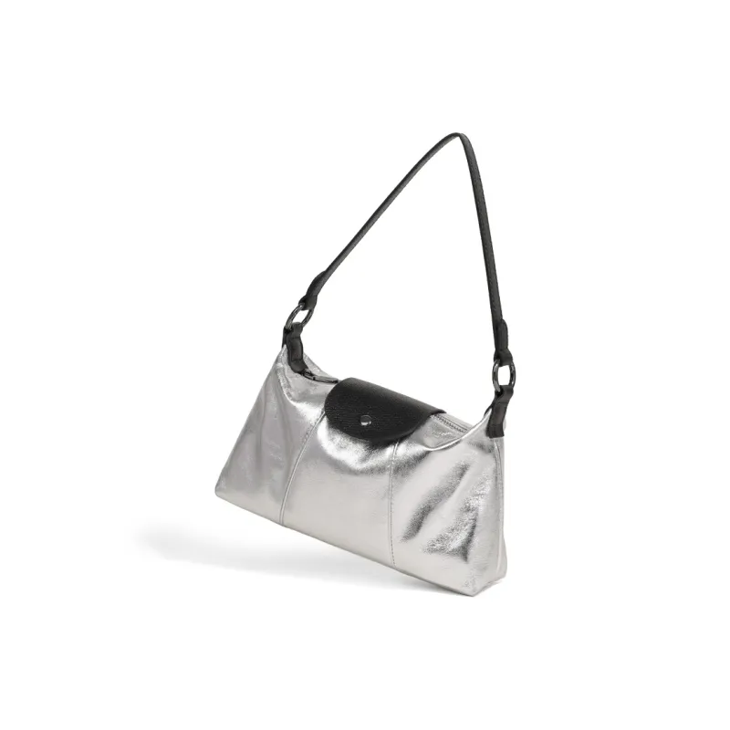 COMELY Sheepskin Patchwork Leather Shoulder Bag, Handbag, Shoulder Bag Women's Silver/White-3