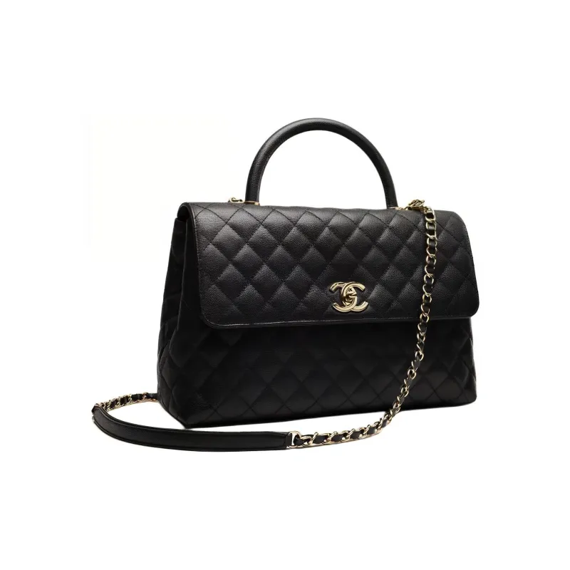 CHANEL Coco Handle Cow Leather Handbag, Shoulder Bag, Crossbody Bag Women's Black-1