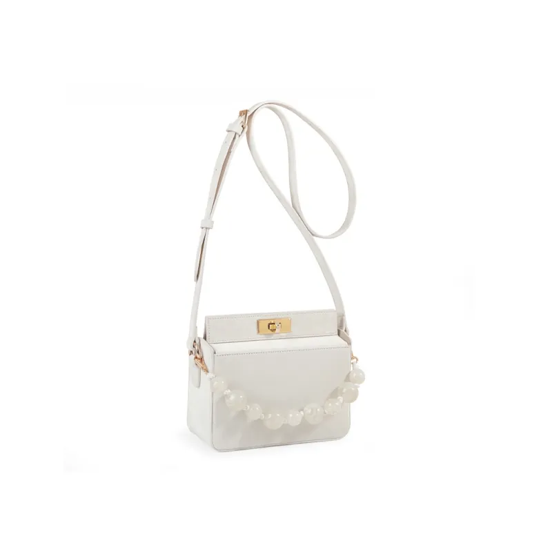 TOMATO&POTATO Cow Leather Shoulder Bag, Crossbody Bag, Handbag Regular Women's Olive Green/Ice Green/Silver/Ivory-21
