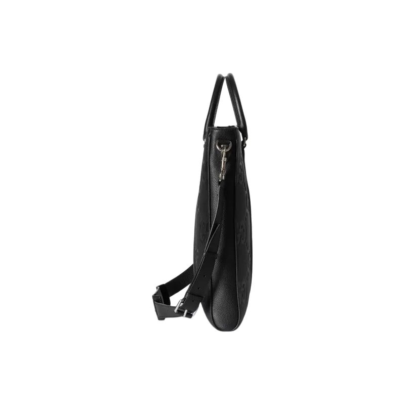 GUCCI Leather One Shoulder Crossbody Briefcase Handbag Medium Size Men's Black-3
