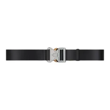 1017 ALYX 9SM Solid Color Interlocking Design Calfskin Aluminum Alloy Leather Belts Men's Black
