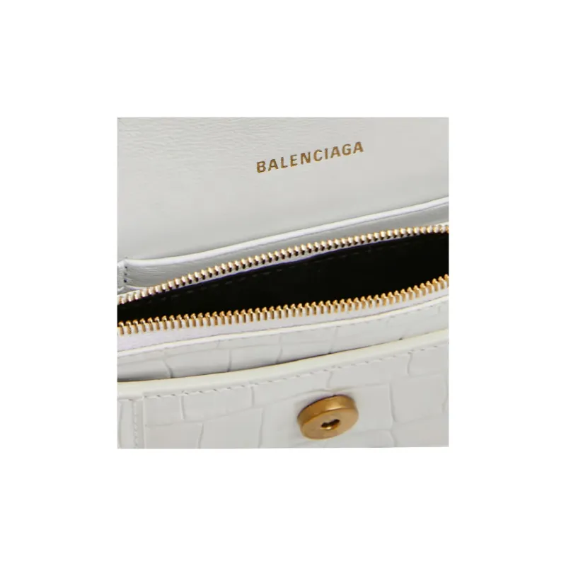 Balenciaga Leather Hourglass Bag Crossbody Bag Shoulder Bag Women's White-7