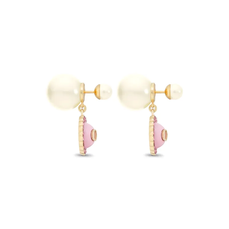 DIOR Metal, Glass, Resin Pearl Stud Earrings Women's Gold-1