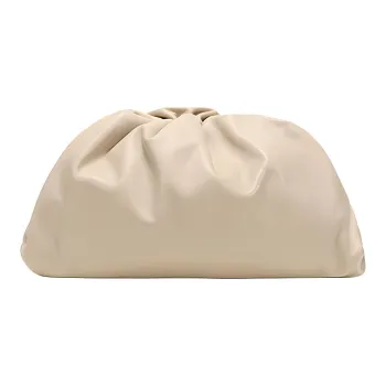 Bottega Veneta Leather Cloud Bag Clutch Tubas Women's Oat