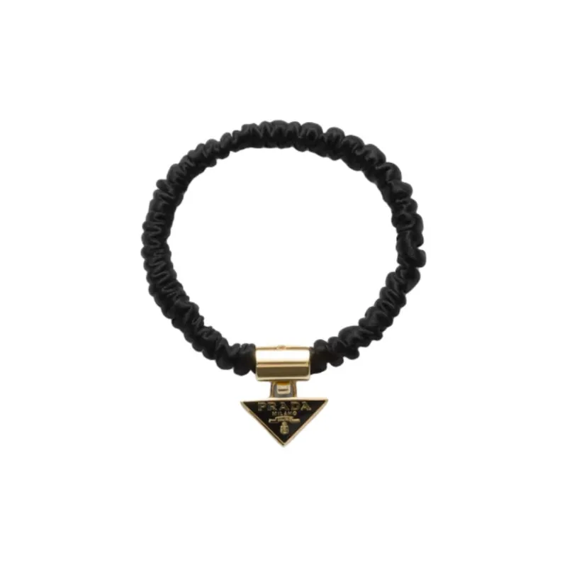 PRADA Fabric, Enamel Coating, Metal Hair Tie Women's Black/Blue-0