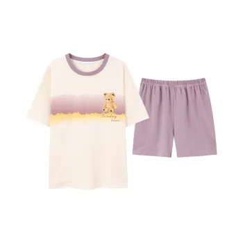 Close-fitting Areas Pajama Set Women's Purple