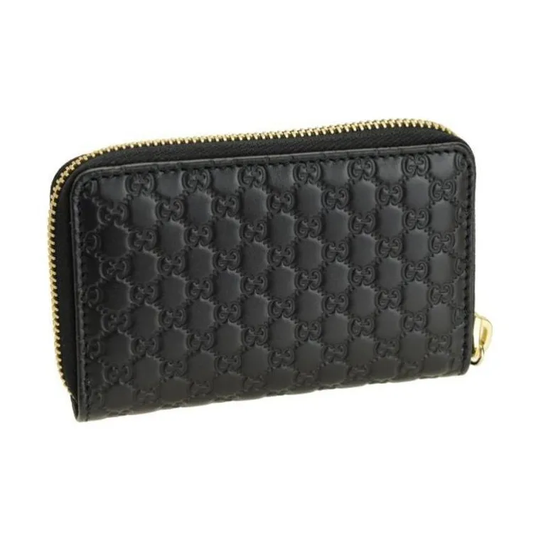 GUCCI Shima Leather Coin Purse Mini Unisex Black-1