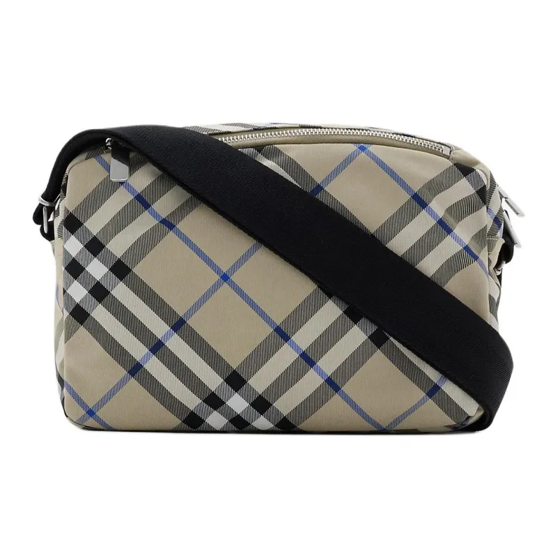 Burberry Plaid Woven Shoulder Bag Crossbody Bag Men's Moss Green-2