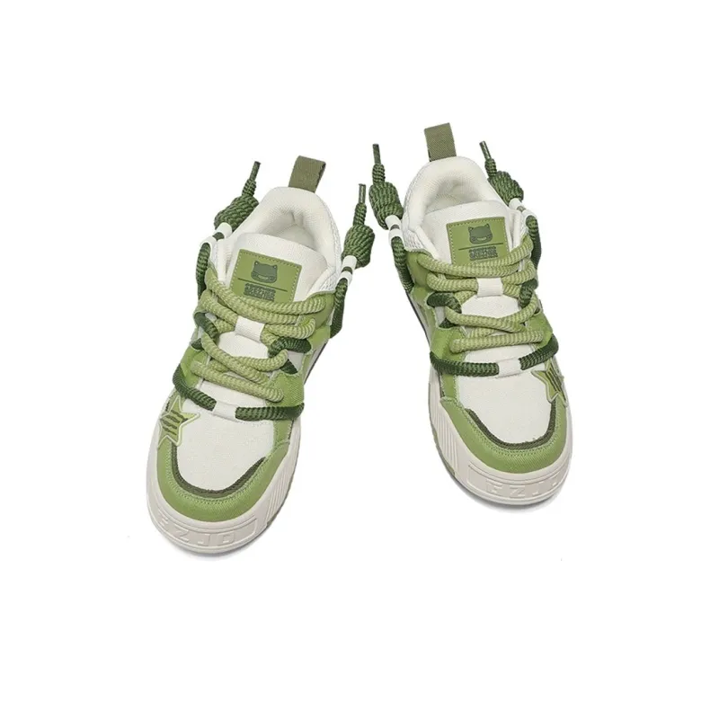 GREZHER Cushioning Abrasion Resistant Lightweight Low Top Fabric Star Skateboard Shoes Unisex Avocado Green-3