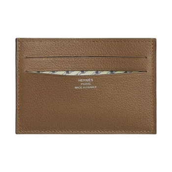 HERMES Citizen Twill Evercolor Calfskin Card Holder Unisex Chestnut Pimento Yellow