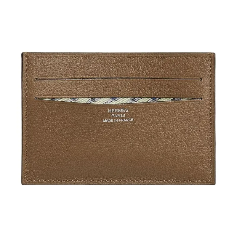HERMES Citizen Twill Evercolor Calfskin Card Holder Unisex Chestnut Pimento Yellow-0