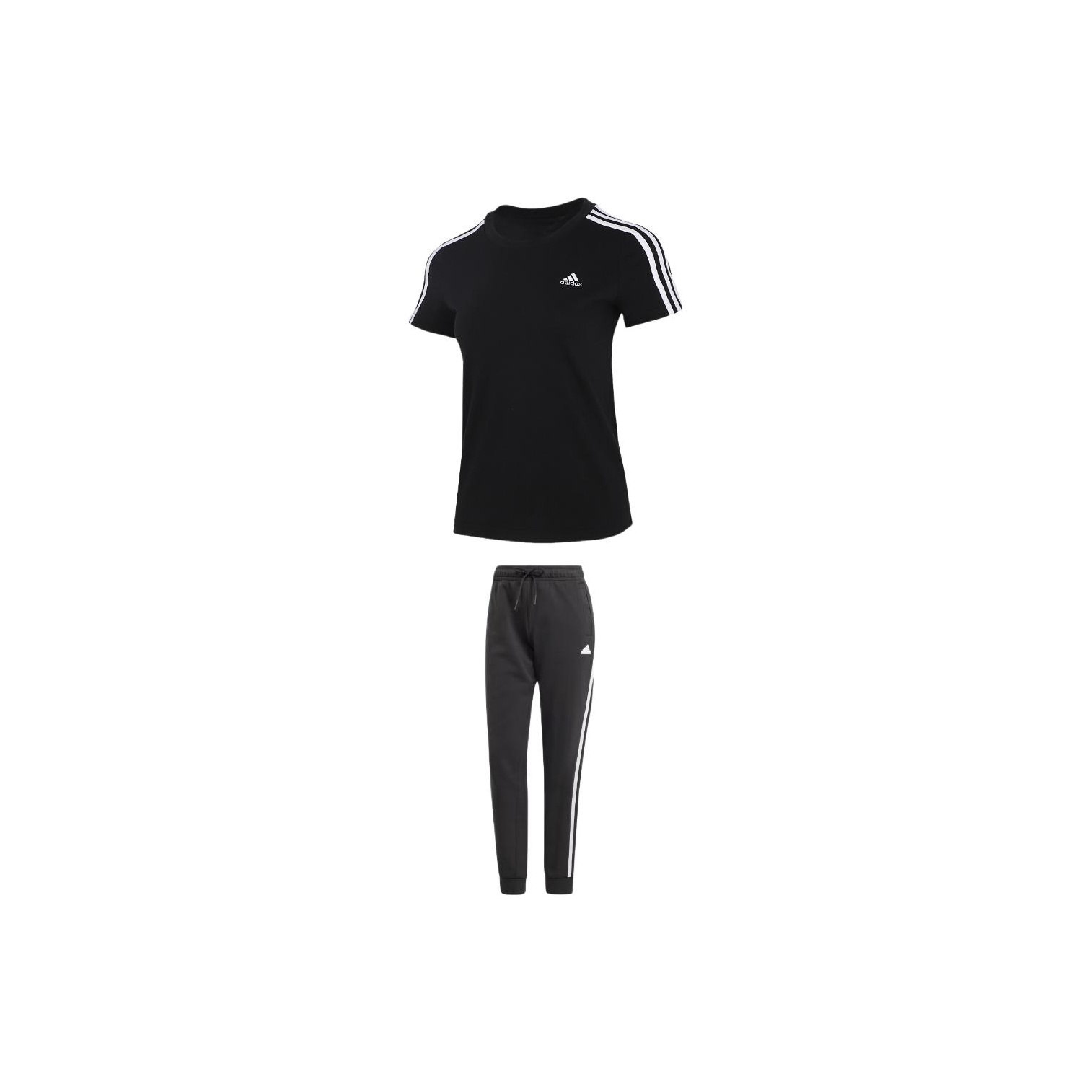 adidas Casual Set Women s Set Black T shirt And Black Trousers L