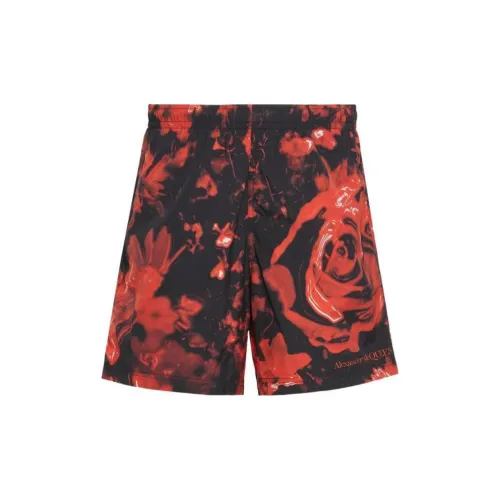 Alexander McQueen Swimming Shorts Men Black/Red