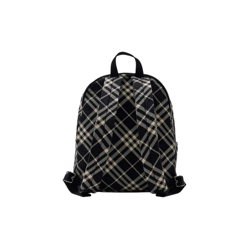 Burberry Polyester Blend With Polyurethane Backpack Men's Plain Fabric White & Black-2