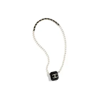 CHANEL Lambskin AirPods Headphone Necklace Pouch Earphone Case Women's Black