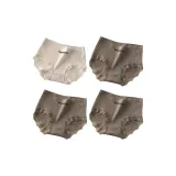 M1155-E Set - Ribbed Lace Trim - White+Gray+Gray+Gray (4 pieces)