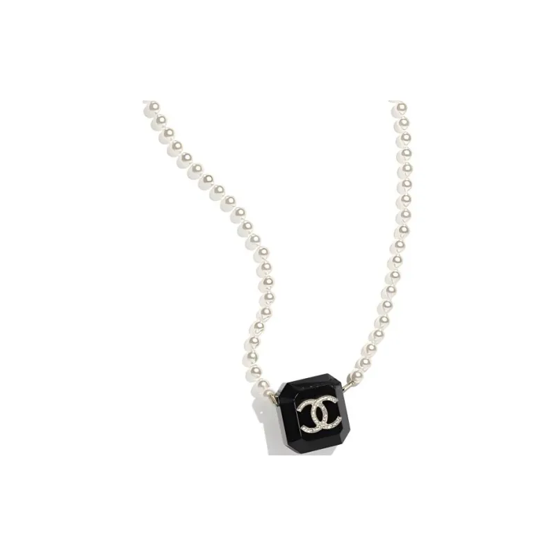 CHANEL Lambskin AirPods Headphone Necklace Pouch Earphone Case Women's Black-1