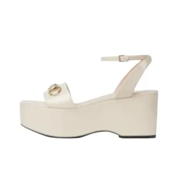 GUCCI Horsebit Strap Sandals 7.5cm Women's White