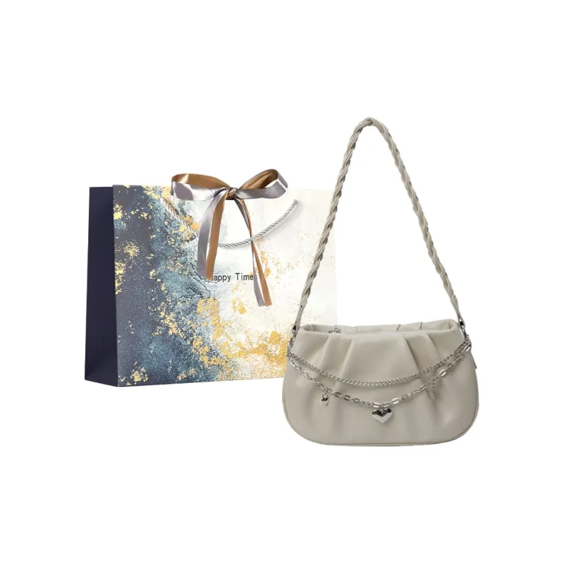 Iman's House PU Shoulder Bag Women's Ecru/Light Khaki/Black-4