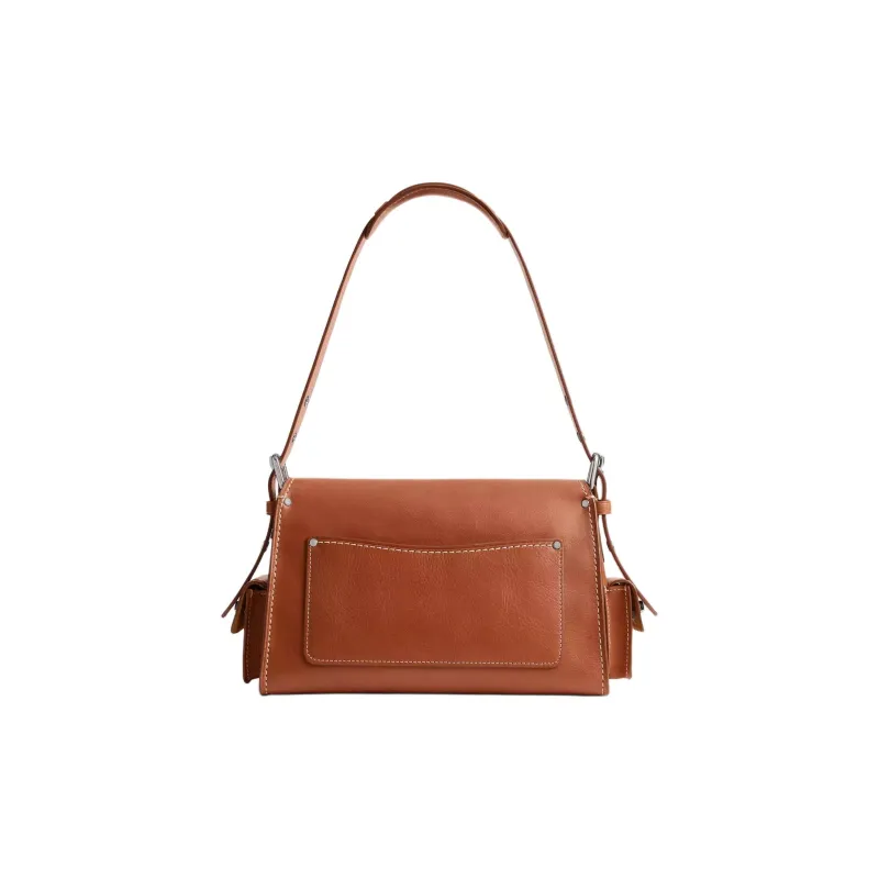 COACH CargoSoft Tabby Grain Leather Shoulder Bag Biker, One Shoulder Handbag Medium Size Women's Red Brown-2