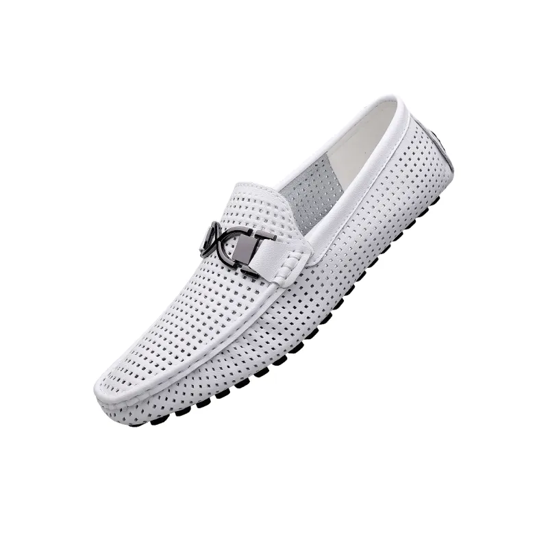 Abango Gommino Loafers Unisex White/Black/Yellow-2