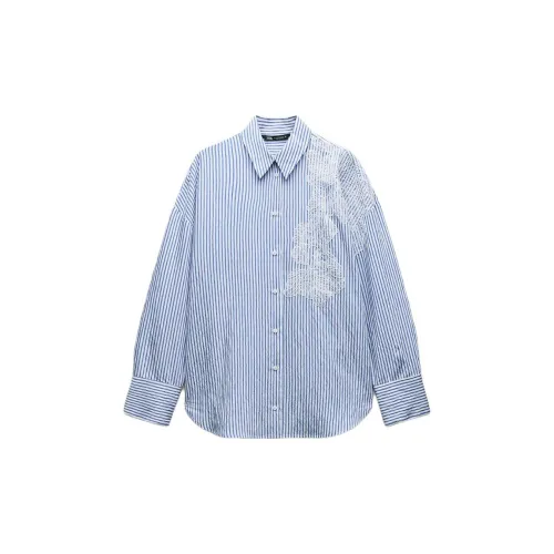 ZARA Shirts Women's White/Sea Blue