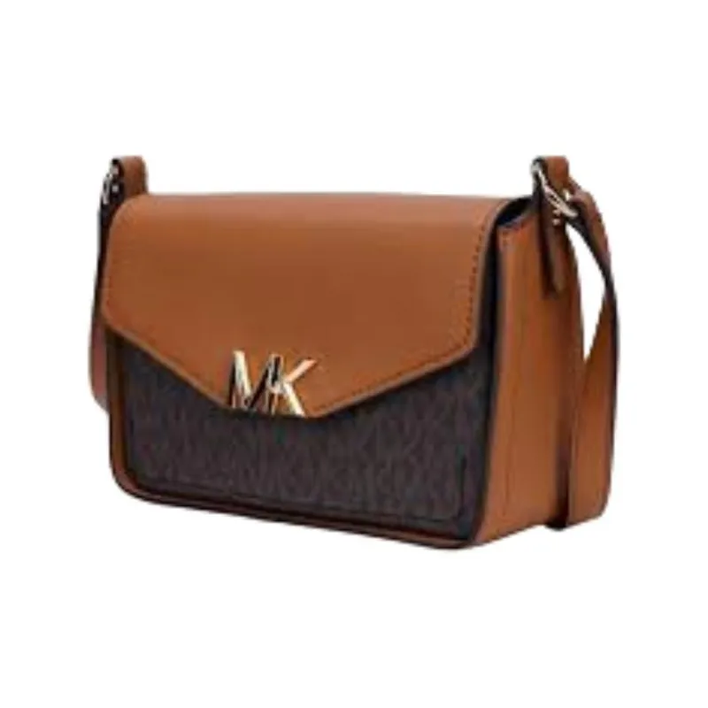 MICHAEL KORS Sylvia Cowhide Patchwork Canvas Shoulder Bag Crossbody Bag Women's Brown-1