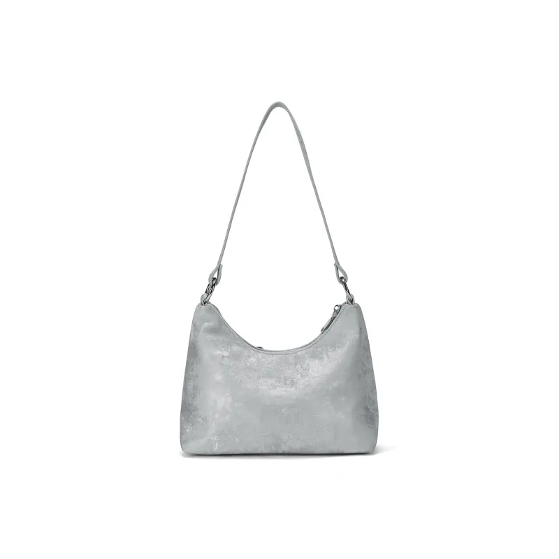 CORALDAISY Synthetic Leather Shoulder Bag Crossbody Bag Handbag Shoulder Bag Women's Silver Gray-3
