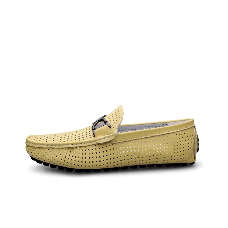 Abango Gommino Loafers Unisex White/Black/Yellow-12