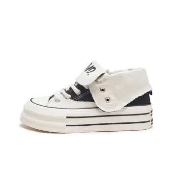 Hotwind Height Increasing Wear-Resistant Slip-Resistant Mid-Top Canvas Shoes Women's