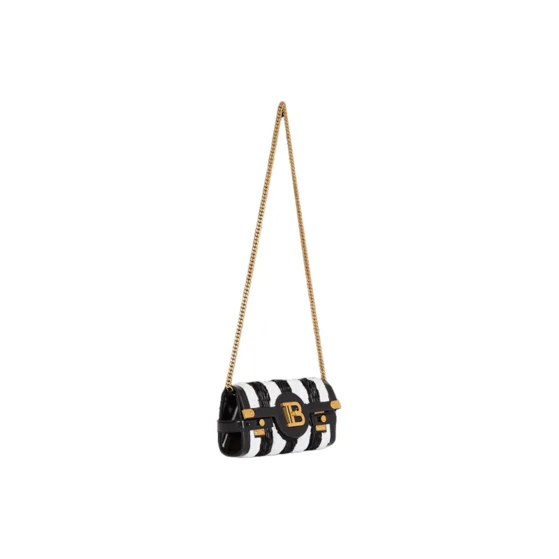 BALMAIN B-Buzz 23 Striped Clutch Bag-1