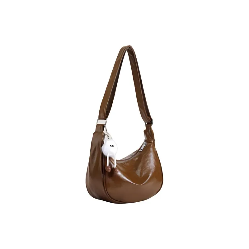 BRINCH PU Shoulder Bag Regular Women's Black/Ecru/Brown-7