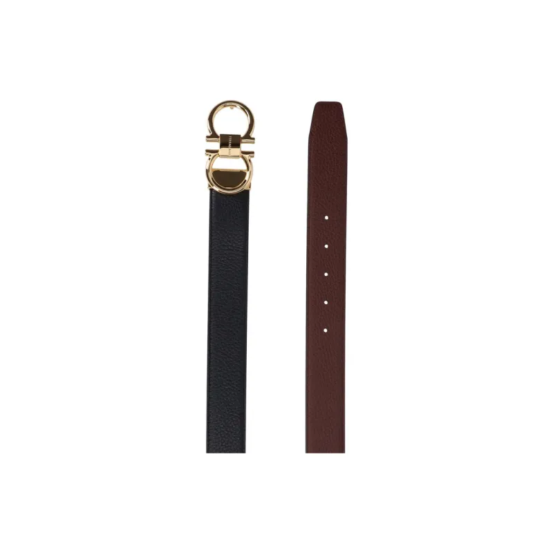 FERRAGAMO Calfskin Leather Belts Men's Black Width 3.5CM-2