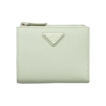 PRADA Saffiano Leather Wallet Women's Light Green