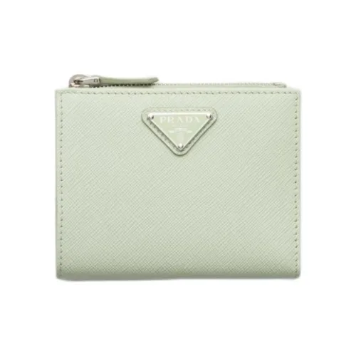 PRADA Saffiano Leather Wallet Women's Light Green