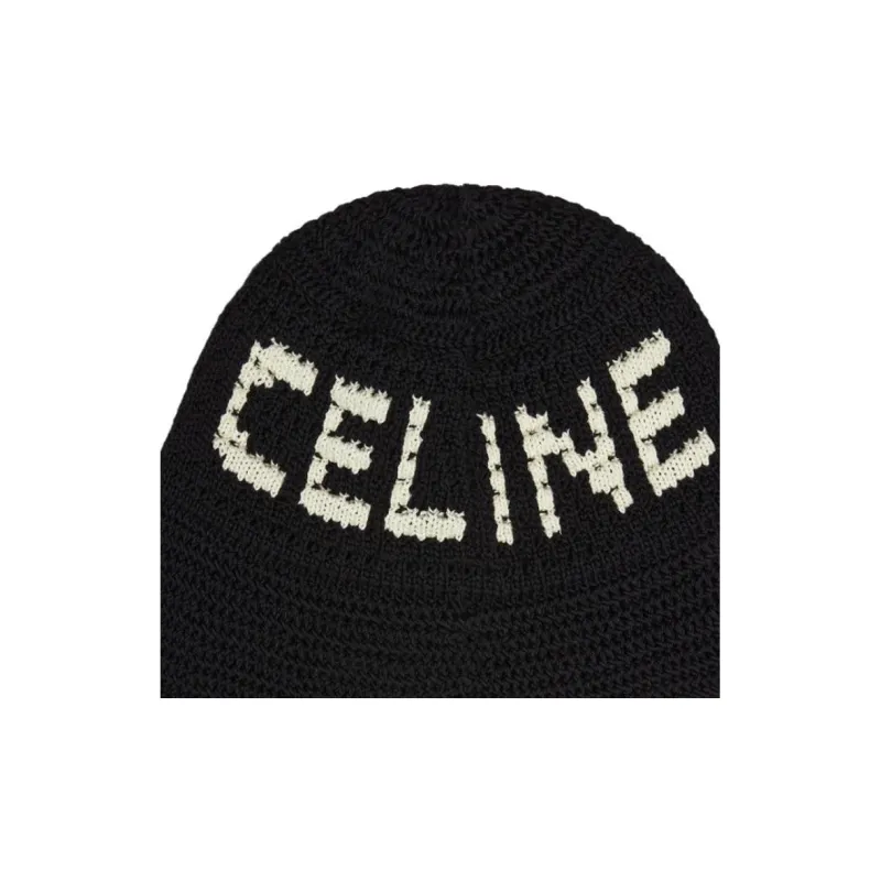 CELINE Cotton Bucket Hats Unisex Black-2