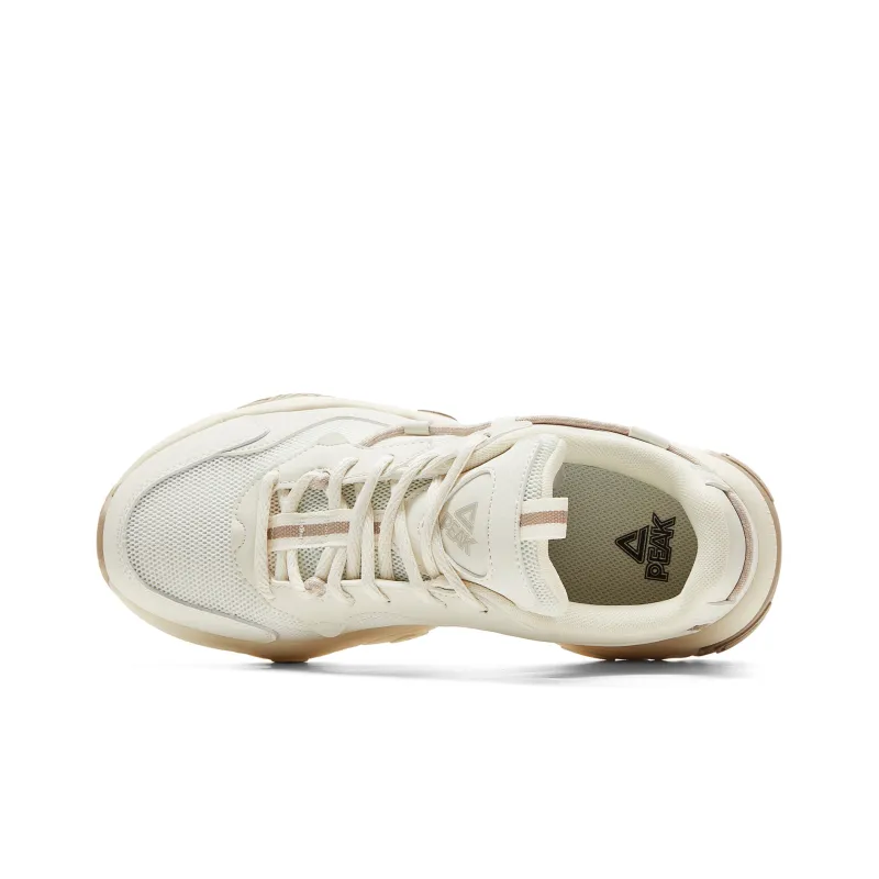 PEAK Cushioning Anti Slip Wear Resistant Breathability Low Top Chunky Sneakers Women's Canvas White-3