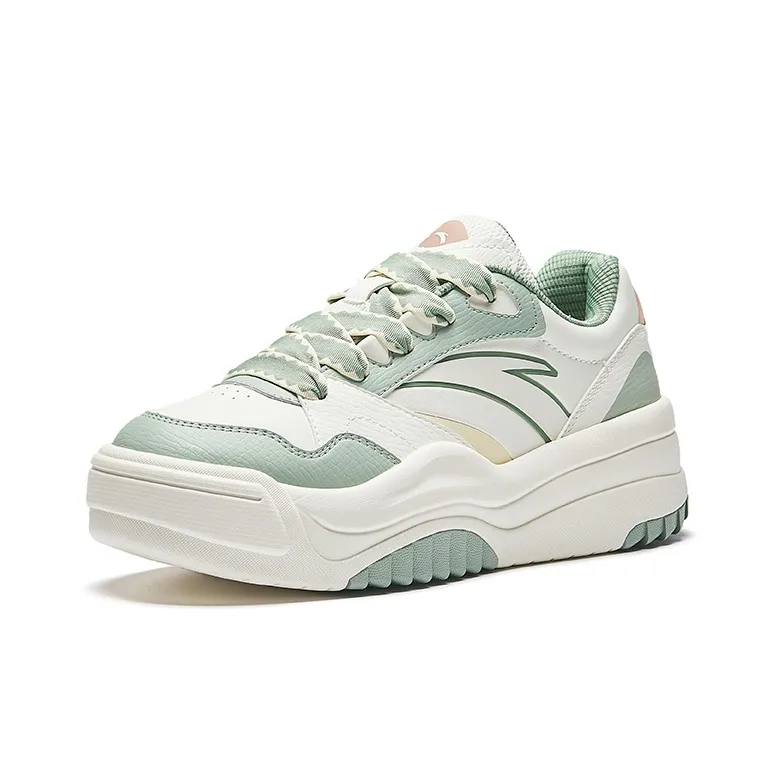 Anta Wave Shoes 2 Height Increasing Breathable Low-Top Skateboard Shoes Women's Ivory White-1