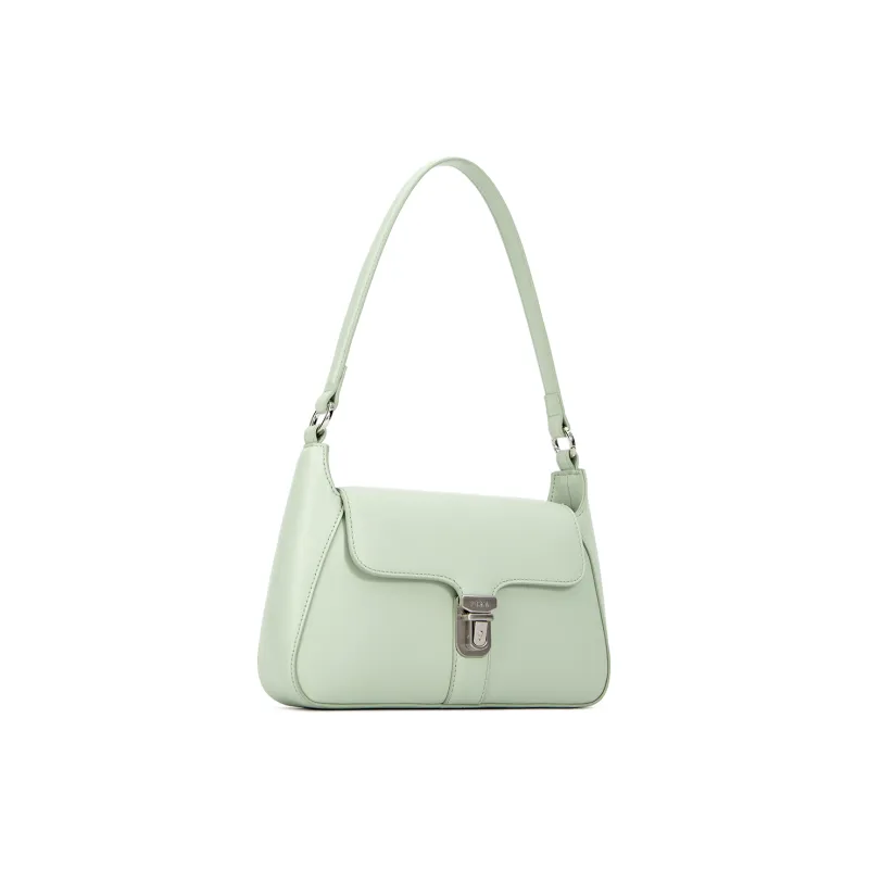 FERIA Cow Split Leather Envelope Shoulder Bag Women's Green-1