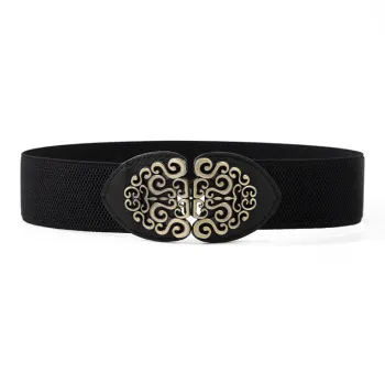 YUZHAOLIN Wide Elastic Corset Belt Decoration Loose Fit Waist Trainer Black With Skirt Belt Women's