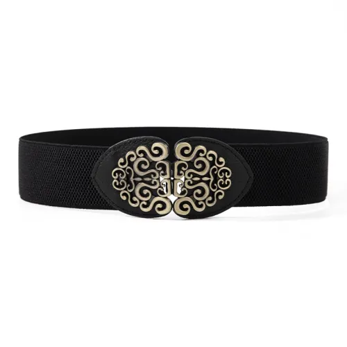 YUZHAOLIN Wide Elastic Corset Belt Decoration Loose Fit Waist Trainer Black With Skirt Belt Women's