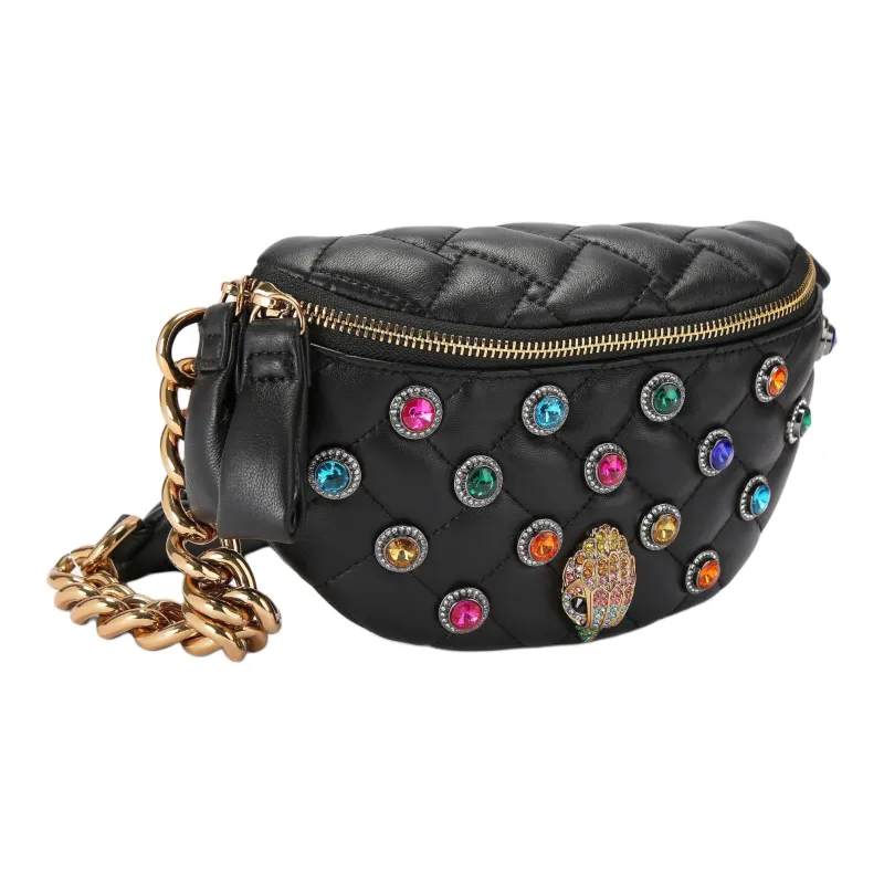 Kurt Geiger London Lambskin Fanny Pack Small Size Women's Black-1