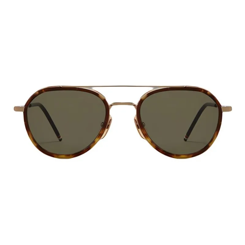 THOM BROWNE· Plate Frame Titanium Alloy Aviator Sunglasses Unisex Brown-1