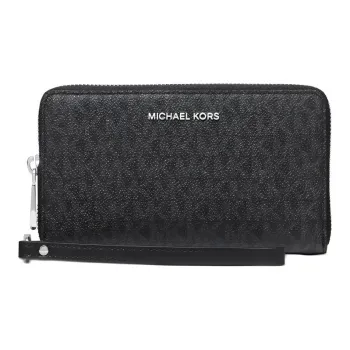 MICHAEL KORS Jet Set Travel Leather Wallet Large Size Women's Black
