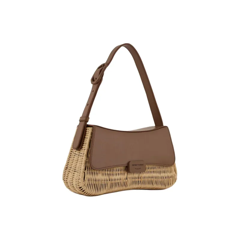 EMPORIO ARMANI Polyurethane PU Handbag Shoulder Bag Women's Brown-1