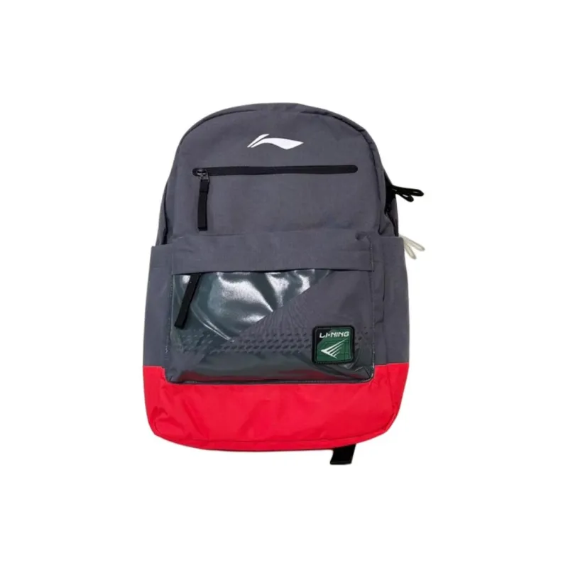 LiNing Polyester Backpack Regular Unisex Gray & Red-4