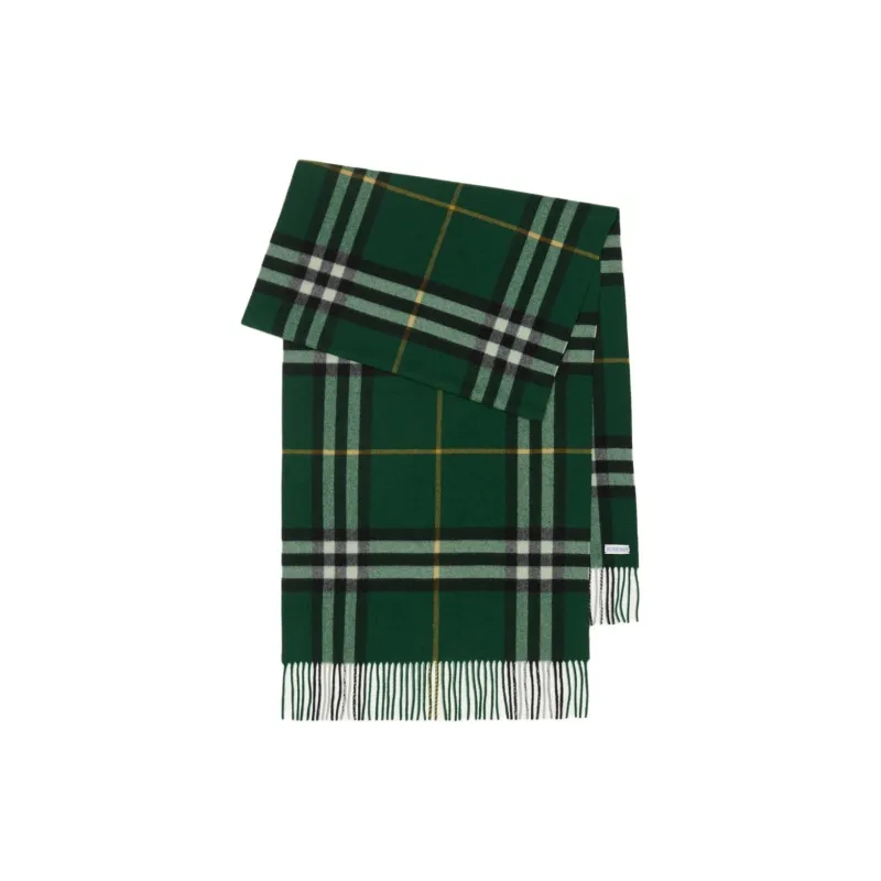 Burberry Check print Fringed Cashmere Scarf-0